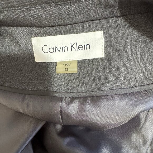 Calvin Klein Blazer Jacket Gray 12 / L Stretch Double Button Career Suit - Picture 5 of 8